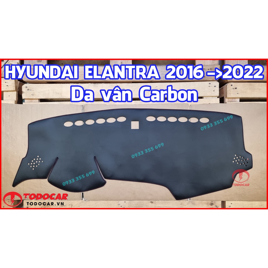 Thảm Taplo HYUNDAI ELANTRA bằng Nhung lông Cừu, Da vân Carbon, Da vân Gỗ