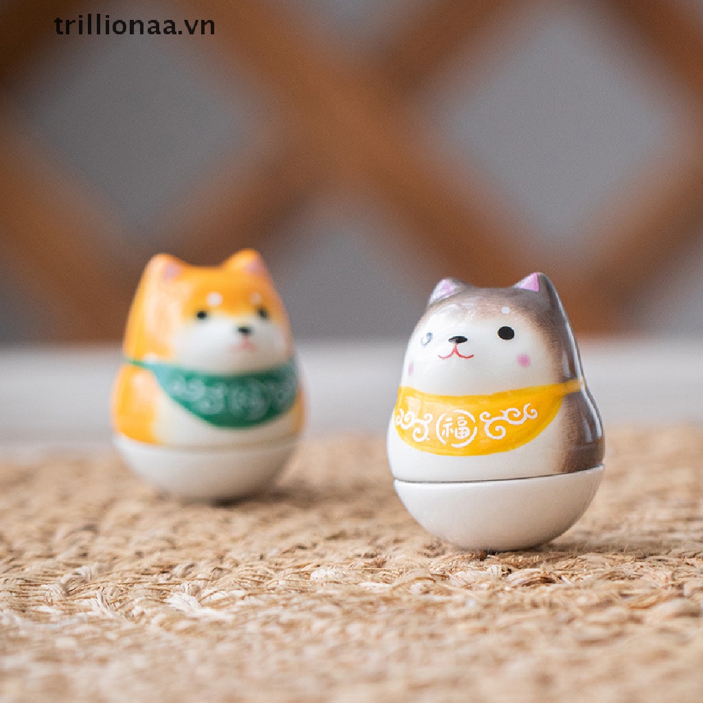 Lật Đật Bằng Gốm Sứ Hình Chú Chó Hoạt Hình Phong Cách Nhật Bản Dùng Trang Trí