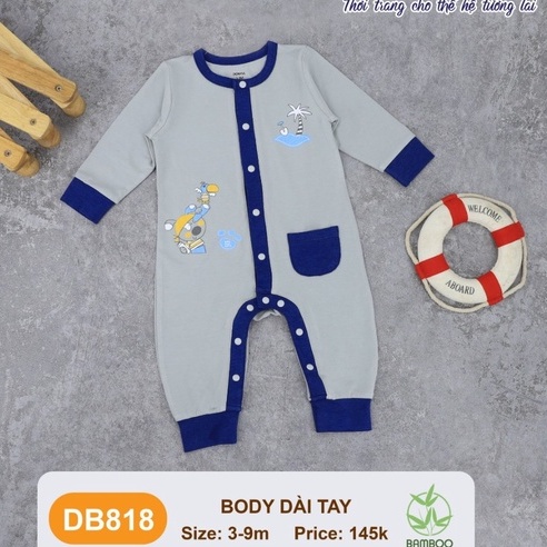 Dokma - Body dài tay Bamboo sợi tre chất đẹp 3-9M ( DB818 )