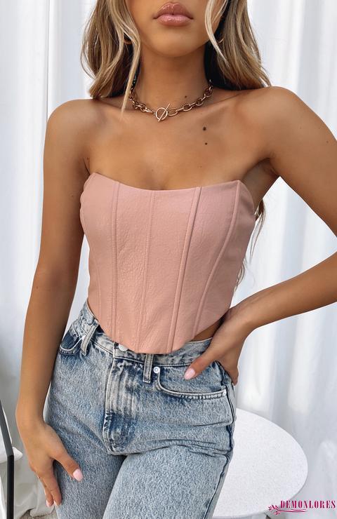 Áo ống bằng da PU nâng ngực thời trang quyến rũ cho nữ