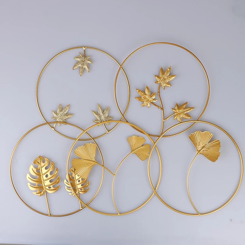 Phụ kiện kim loại gắn tường hình chiếc lá trang trí phòng khách/phòng ngủ/phông nền/nhà cửa không cần đục lỗ sang trọng