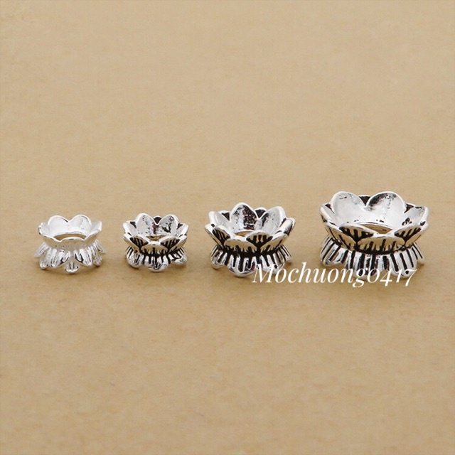 FREE SHIP  Charm bạc ốp đôi hoa sen bạc cao cấp - Hàng siêu đẹp bạc loại 1 PH328