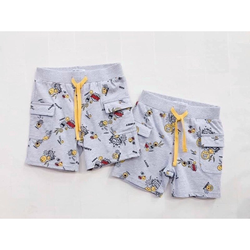 Quần túi hộp bé trai 1-5Y mặt cười vải mềm mát satsunkid