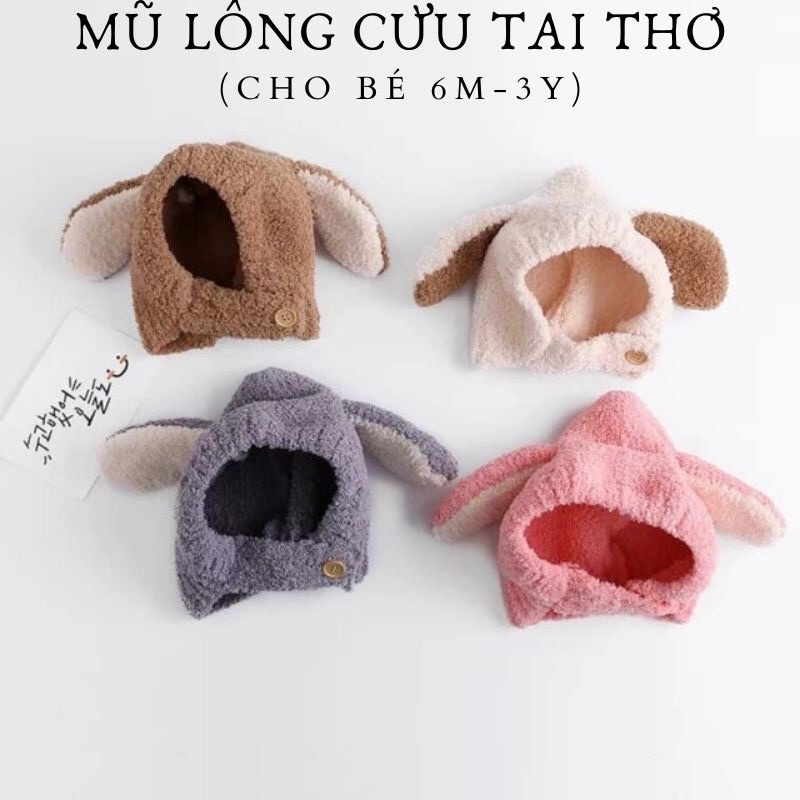 Mũ lông cừu tai thỏ cho bé (từ 6m-3y)