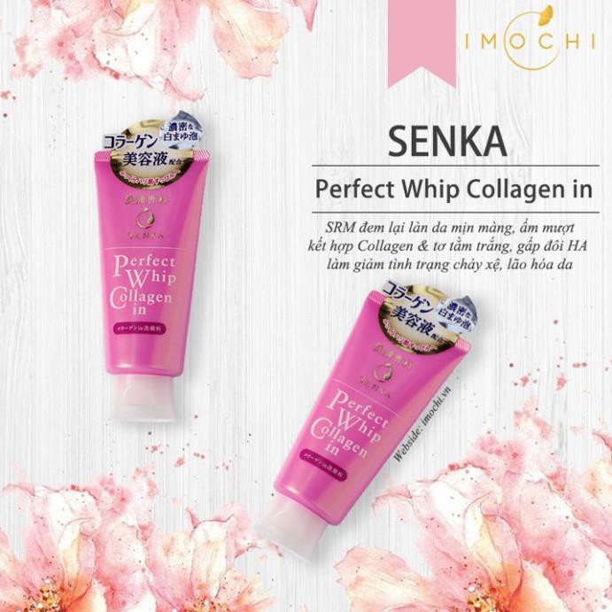 [Hàng Nhật Auth]  Sữa rửa mặt tạo bọt bổ sung Collagen Senka Perfect Whip Collagen In 120G