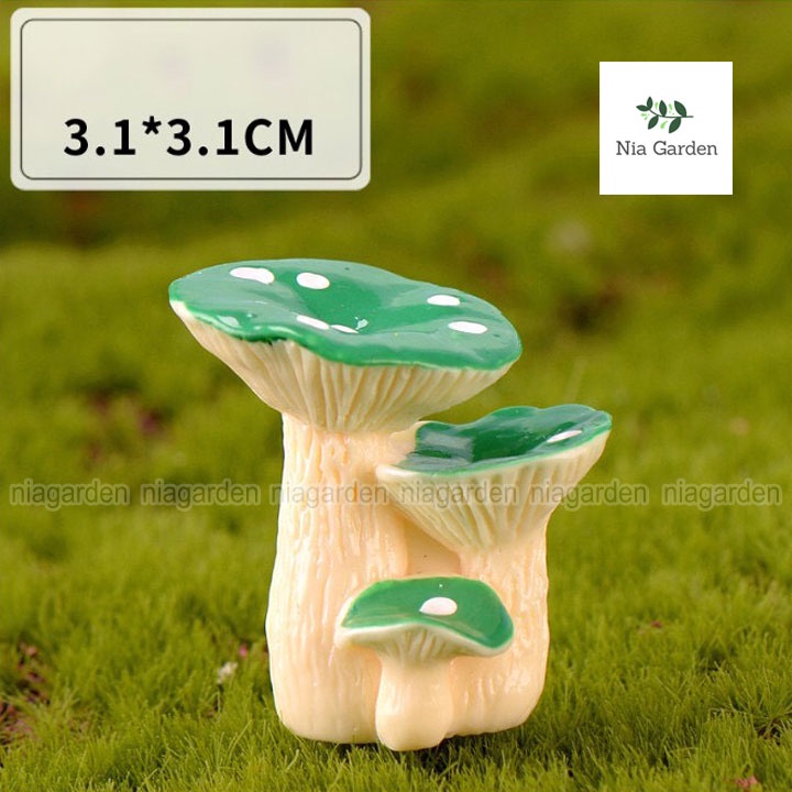 Trang trí tiểu cảnh mô hình nấm mini cụm nhiều màu Nia Garden N5