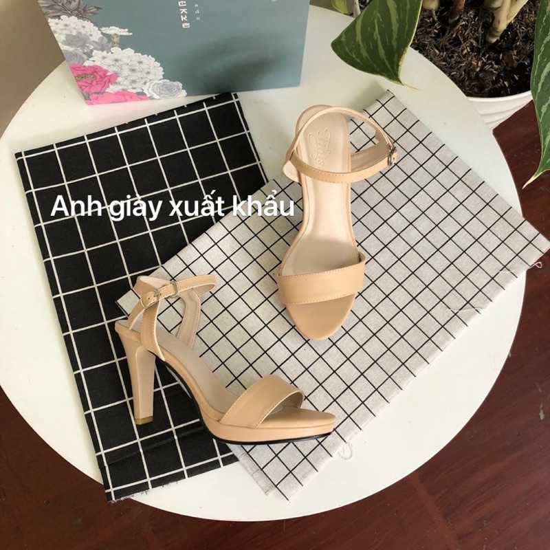 SD09 - Sandal nâng đế quai ngang da lì gót dẹt 9p hàng Việt Nam xuất khẩu