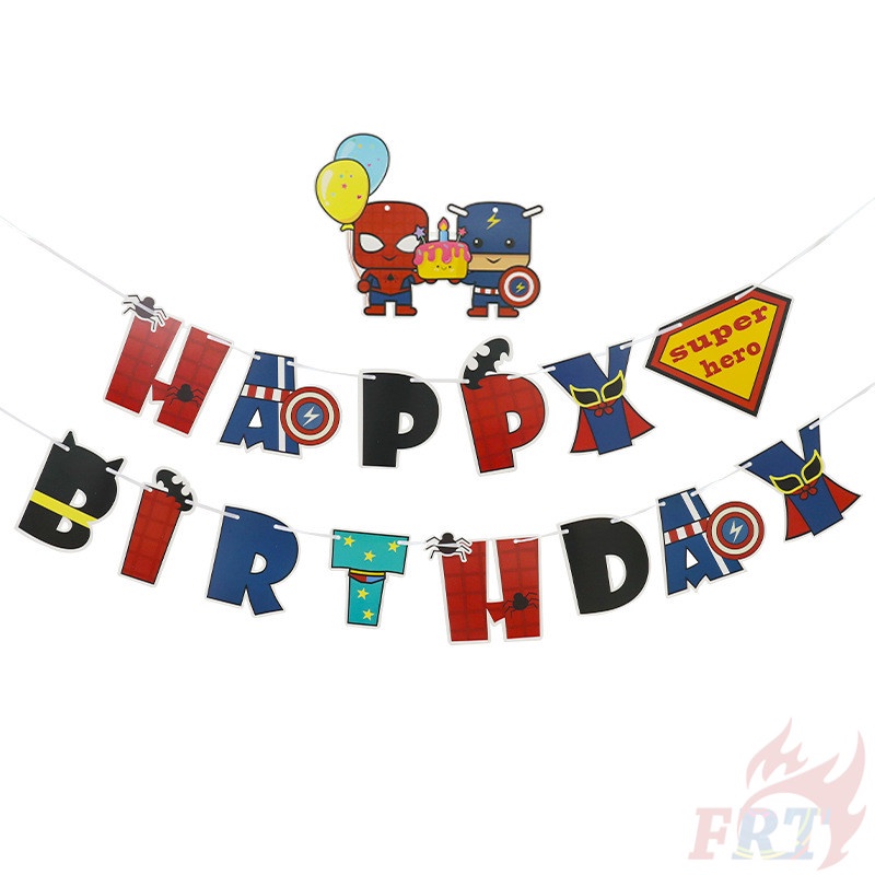 Dây cờ treo trang trí tiệc sinh nhật hình siêu anh hùng 02