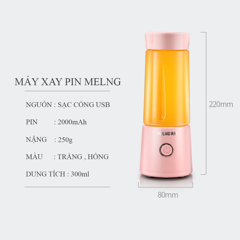 Máy Xay Sinh Tố Cầm Tay,Máy Xay Sinh Tố Mini CHÍNH HÃNG MELNG Nhỏ Gọn Tiện Lợi