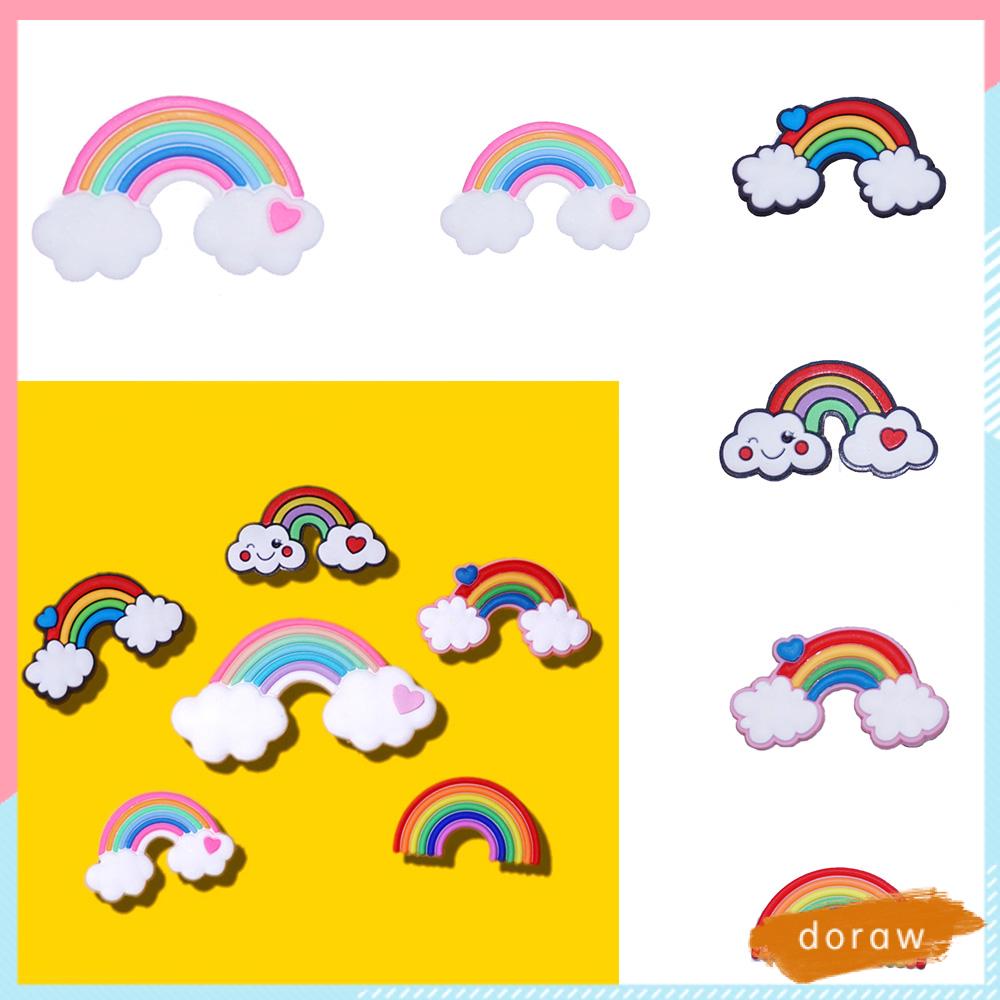 DORAW Cartoon Patch Glues DIY Accessories Silicone Glue Rainbow Patch Colorful Scrapbook Decoration Art Craft Handmade Phone Case Decor PVC Stickers