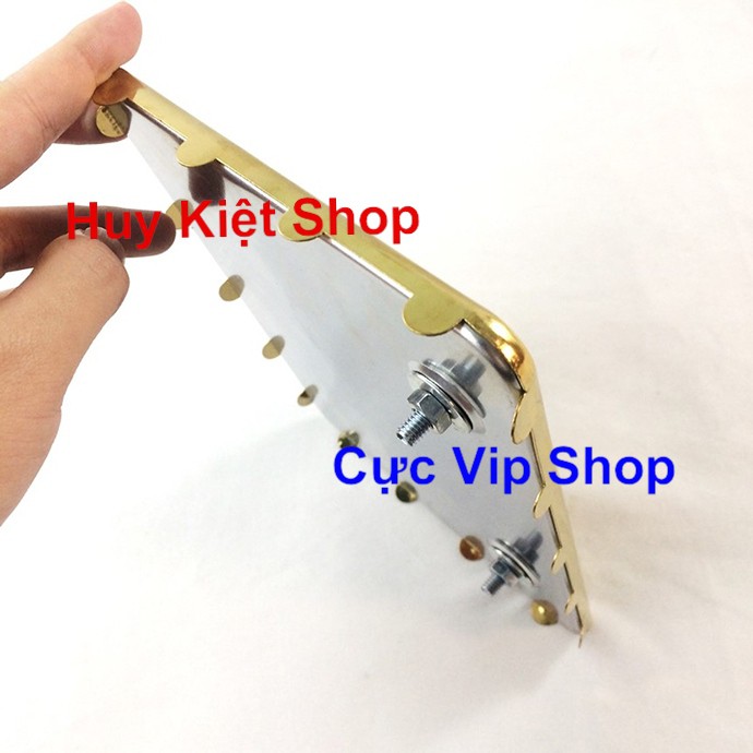 (Sử Dụng Cho Mọi Loại Xe) Bộ Khung Biển Số Siêu Dày Xi Vàng, Inox