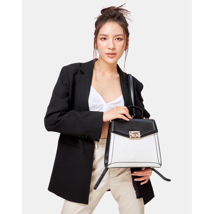 Balo Nữ Thời Trang JUNO Da Trơn Hình Thang Khoá Trang Trí BL121