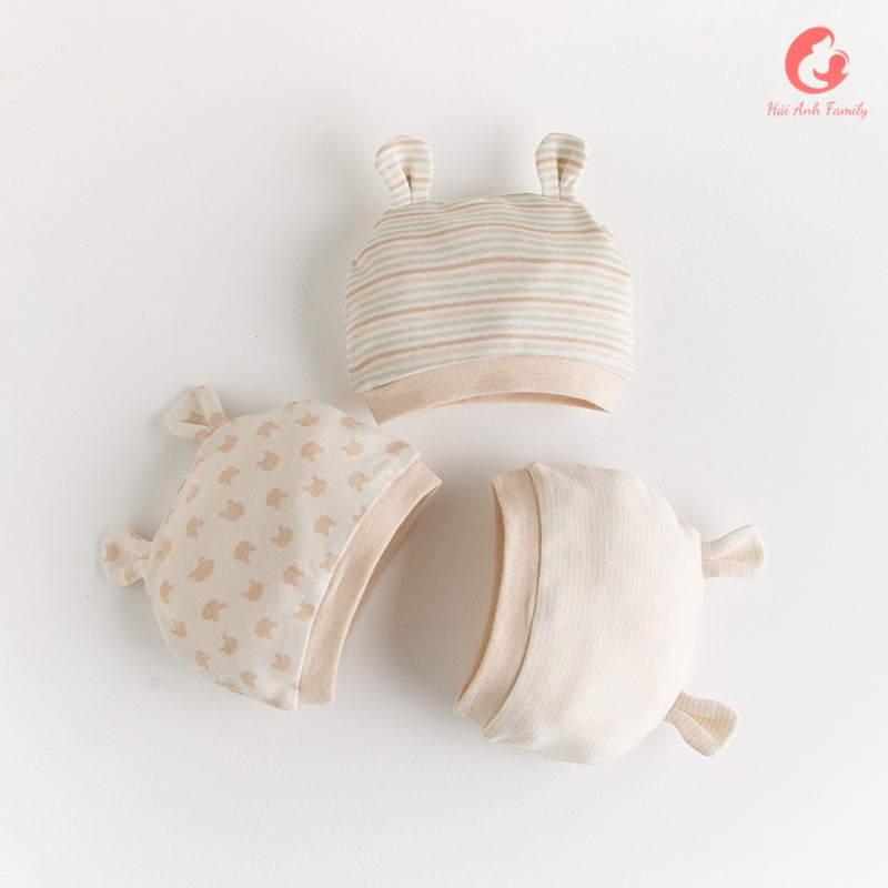 Mũ che thóp cho bé sơ sinh, mũ cotton hữu cơ tự nhiên giữ ấm đầu