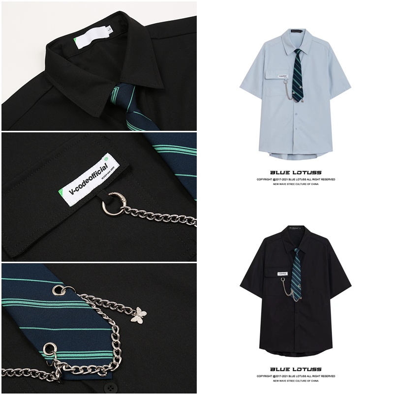Áo Sơ Mi Trắng Đồng Phục Tay Ngắn Phong Cách Học Sinh Nhật Bản Dễ Phối Đồ Cho Nam Size M-2XL