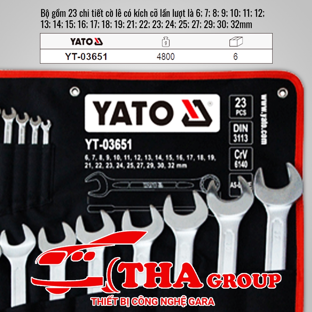 Bộ cờ lê vòng miệng 23 chi tiết 6-32mm Yato YT-03651