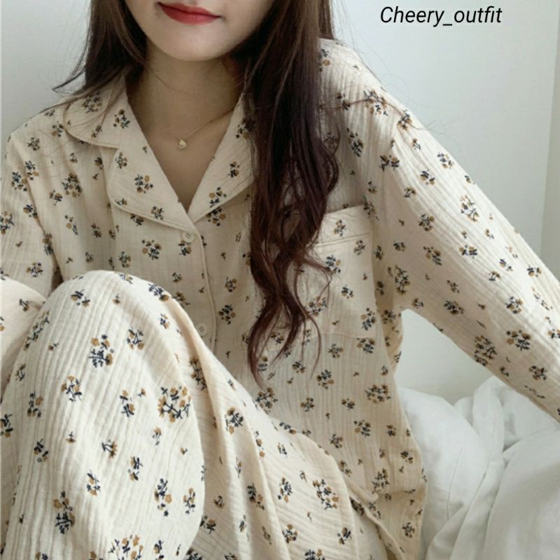 Bộ ngủ Hoa nhí muslin pijama