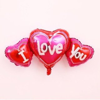 Bóng bay mạ nhôm hình trái tim liền iloveyou trang trí phòng cưới