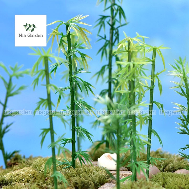Mô hình trang trí cây trúc tiểu cảnh mini decor chậu cây vườn terrarium bể cá Nia Garden N5