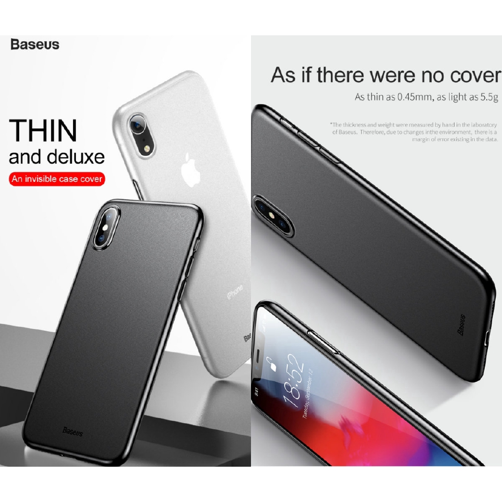 Ốp điện thoại Baseus chất liệu PP trong suốt nhám siêu mỏng 0.4mm cho iPhone 12 Mini Pro XR XS Max