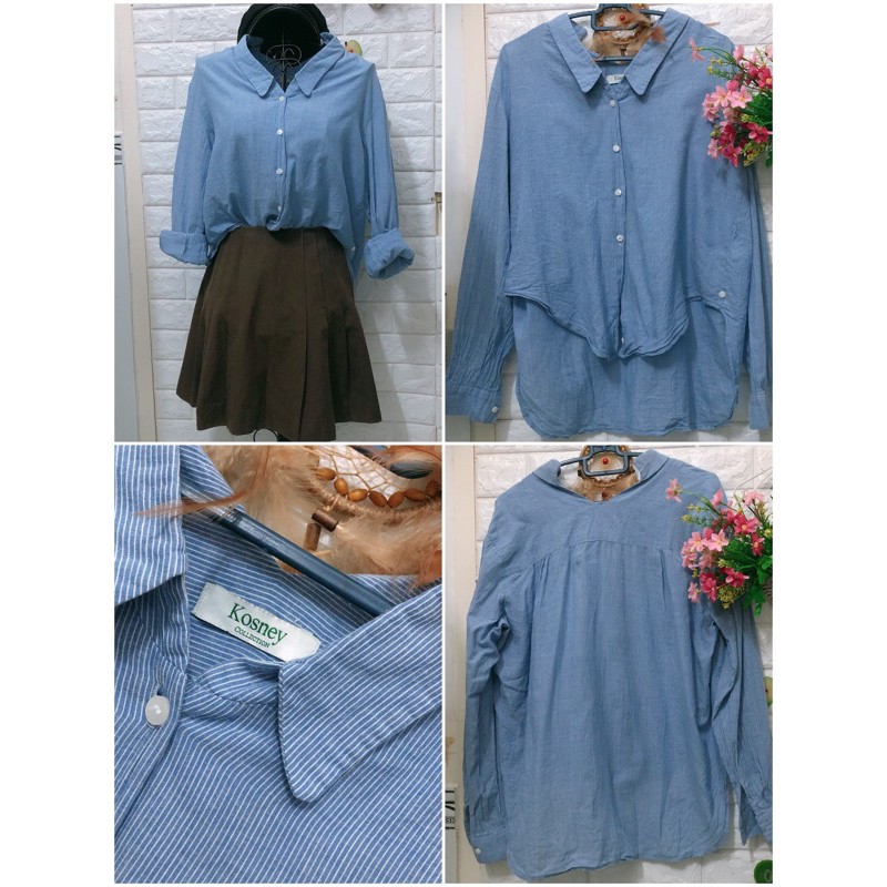 Áo sơ mi sọc đẹp gái dưới 60 kg