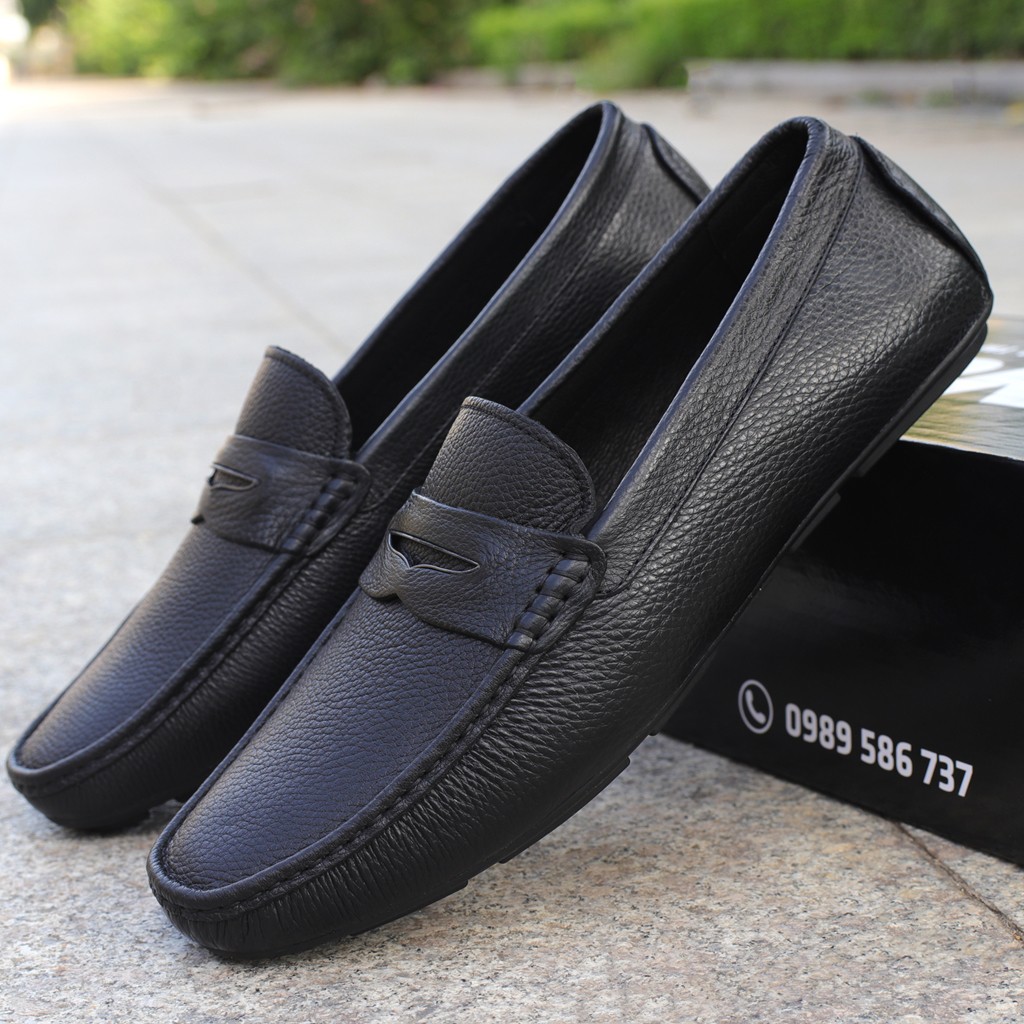 Giày mọi nam da bò vân hột, đế cao su mềm êm - NeO2738.9