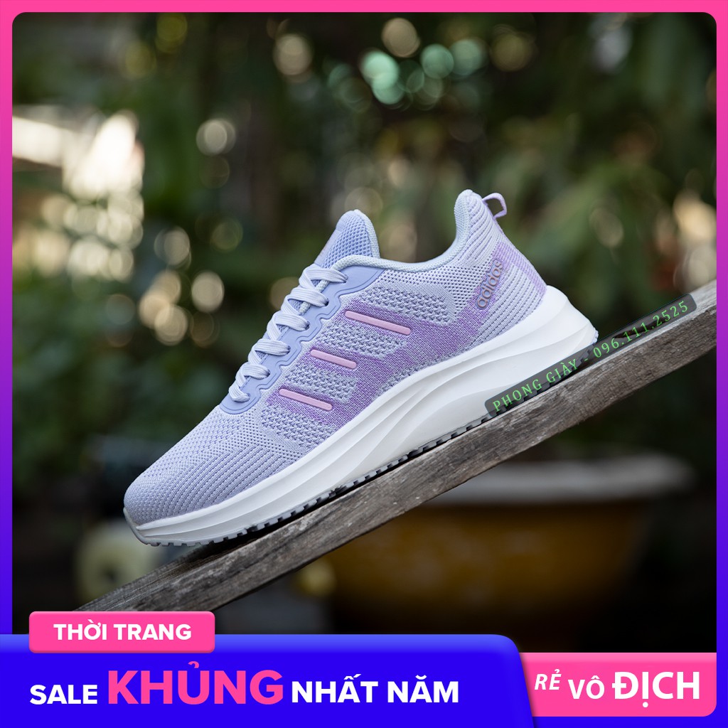 Giày sneaker nữ giày thể thao nữ D529 màu ghi tím