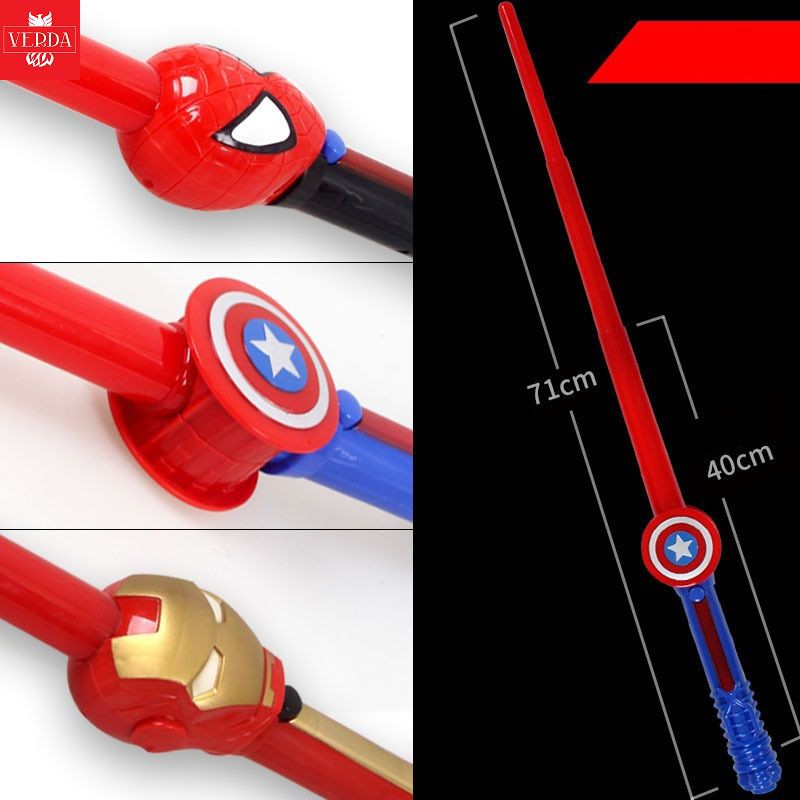 Kiếm siêu nhân cây gậy đèn đồ chơi ánh sáng âm thanh bé cosplay superman captain iron man spider man batman nhện trẻ em