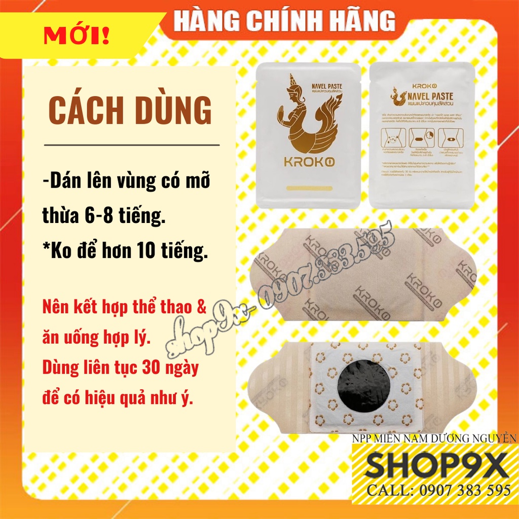 5 Miếng Dán Tan Mỡ Bụng Bắp Tay Bắp Chân Kroko Thái Lan Navel Paste (Chính Hãng)