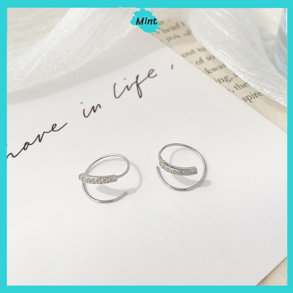 Khuyên Tròn ❤️KHÔNG GÂY DỊ ỨNG❤️ Khuyên Xoắn Đính Đá Đơn Giản Phong Cách Hàn Quốc