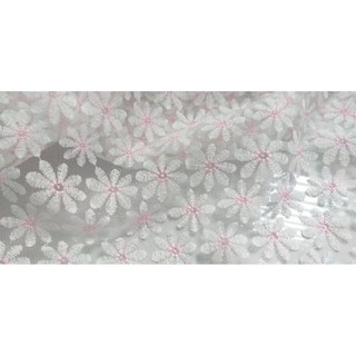 Vải von thêu hoa , màu trắng khổ 1m4