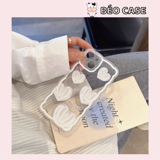 Ốp lưng trong cạnh cong cạnh nhám in hình trái tim trắng chống bẩn