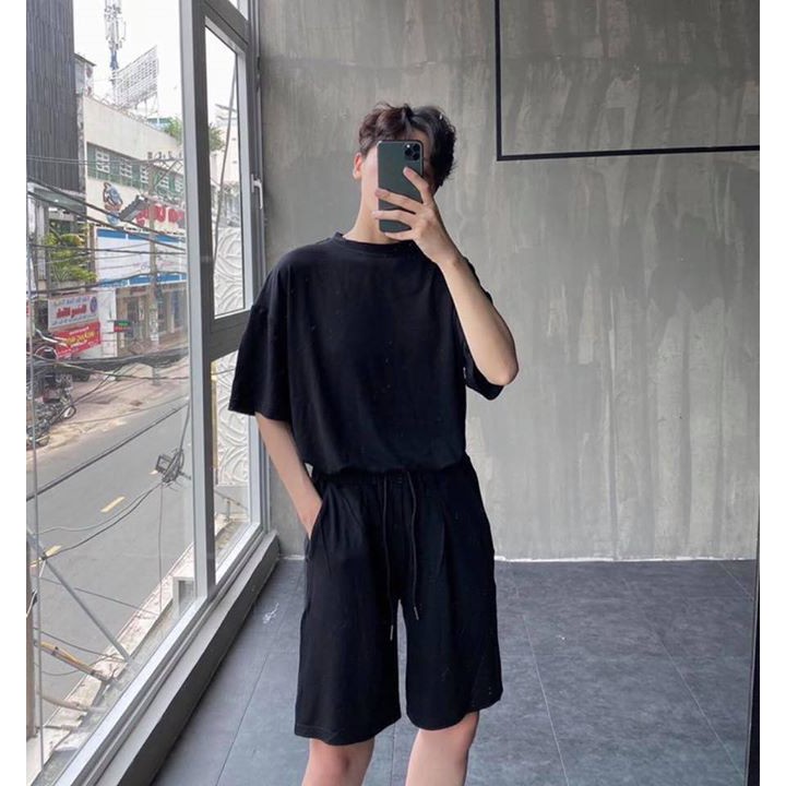 Set bộ short full đen _ hình thật