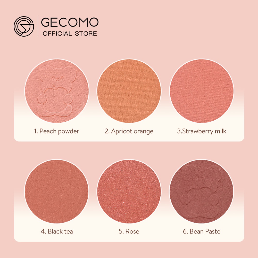 KISS BEAUTY Bảng phấn má hồng GECOMO 6 màu sắc tự nhiên chống thấm nước dễ tẩy trang | BigBuy360 - bigbuy360.vn