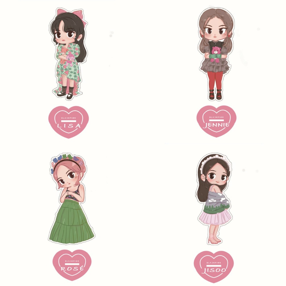 Mô hình mini Chibi Blackpink Lisa Jisoo Jennie Rose nhóm tượng mica quà tặng xinh xắn dễ thương standee