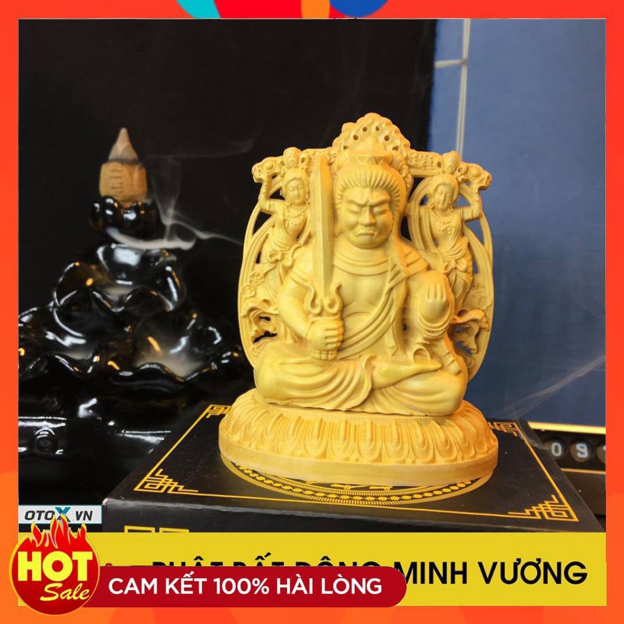 ((SIÊU HOT )) Tượng gỗ để xe ô tô phật Bất Động Minh Vương bằng gỗ Hoàng Dương - TẶNG 1 VÒNG ĐEO TAY Hàng cao cấp