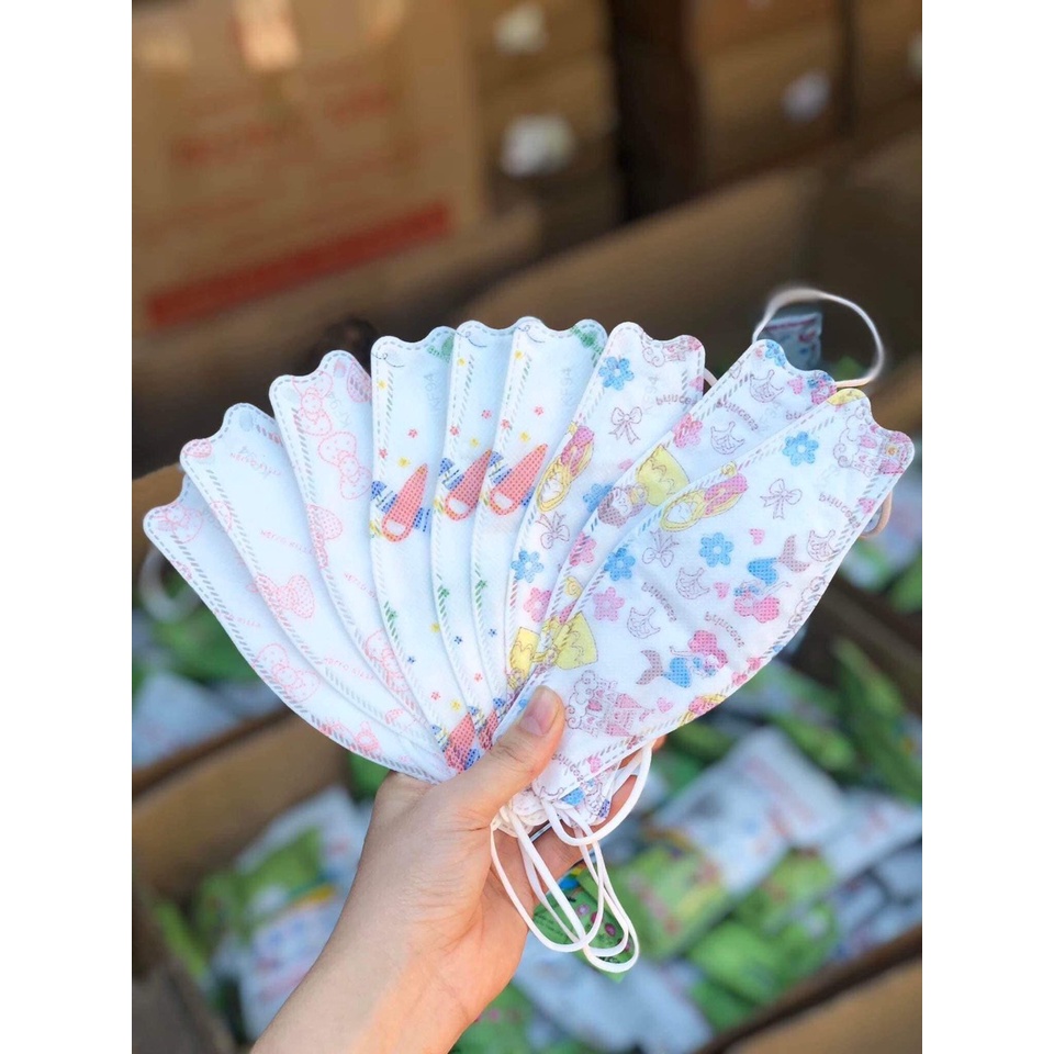 Khẩu Trang Cho Bé 4D KF94 Long Hưng Nhiều Họa Tiết Công Nghệ Hàn Quốc Dành Cho Bé (10 chiếc)