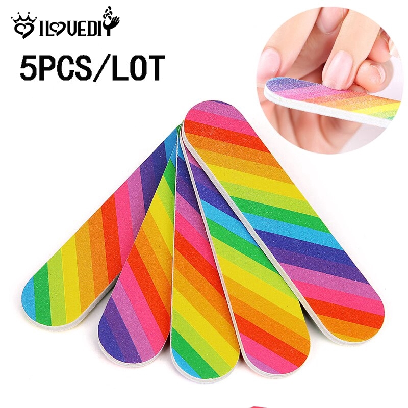 [DS] Bộ 5 Miếng Dũa Móng Tay 2 Mặt Màu Cầu Vồng