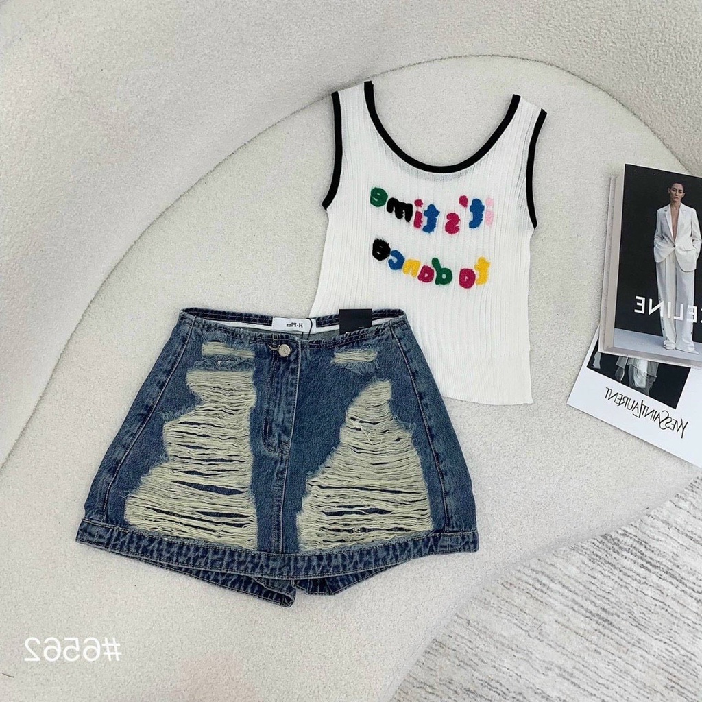 Quần váy jeans COTTON rách hót hàng VNXK siêu xinh