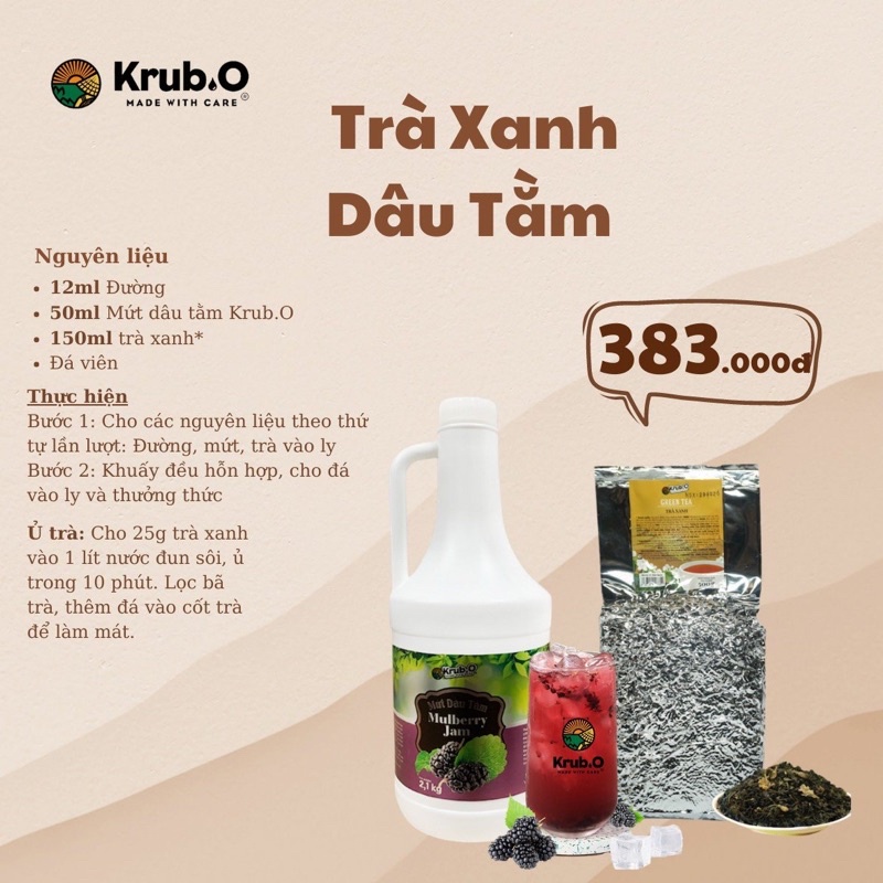 Mứt Dâu tằm can 2,1kg thương hiệu KrubO dùng để pha chế các loại trà xanh hoa quả sữa chua cực ngon