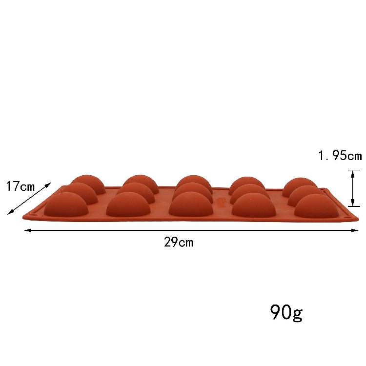 SG - Khuôn silicon đổ socola thạch rau câu 15 ô nửa hình tròn