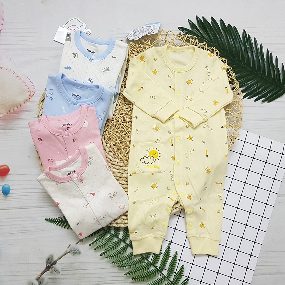 Body Dài Cho Bé Cài Giữa Dokma Chất Cotton Dày - Body Dày Cài Giữa