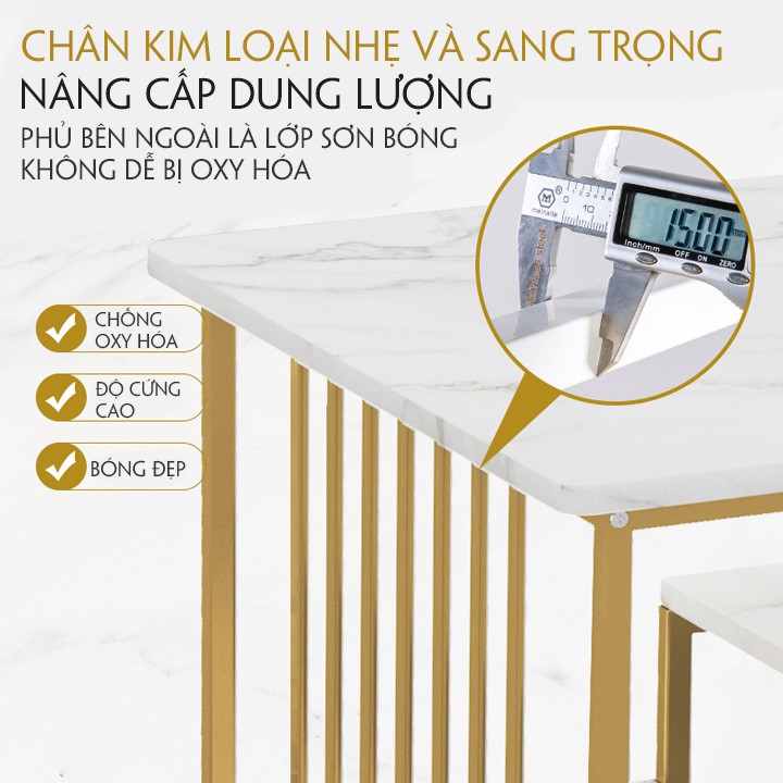 Bàn Sofa Hoa Văn Đá Cẩm Thạch Hiện Đại, Bàn Trà phòng khách 2 tầng sang trọng bền đẹp KT 80x50x42Cm