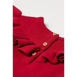 Váy len đỏ cổ bèo HM H&M_hàng chính hãng authentic