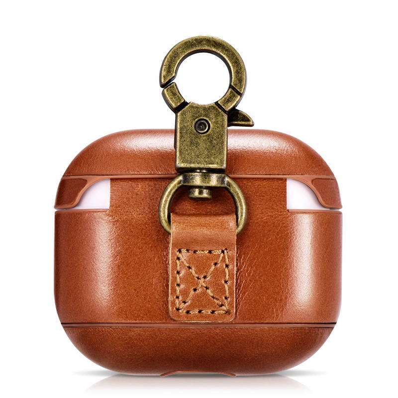 Vỏ bảo vệ hộp sạc tai nghe bằng da phong cách vintage thích hợp cho Airpods 3 airpod pro 1 2