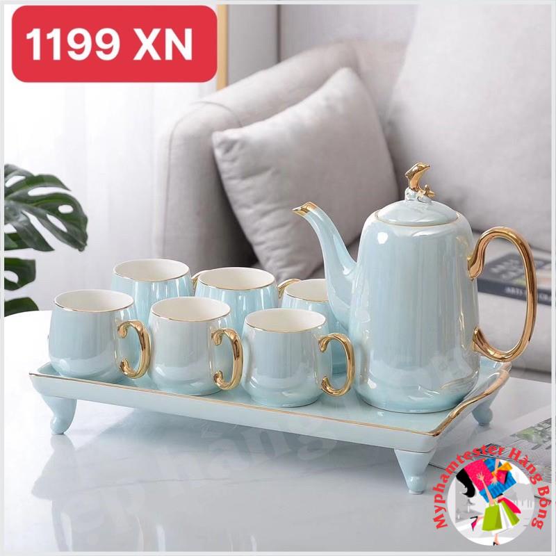 (SIÊU ĐEP) Bộ ấm chén sứ ánh ngọc trai sang trọng mã 1199