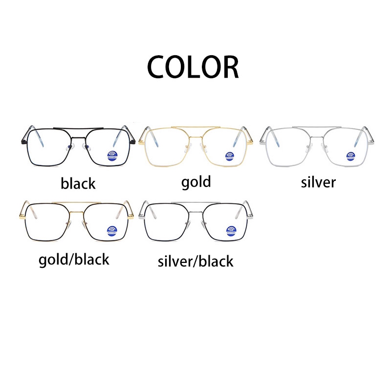 Eyeglasses Anti Radiation & Blue Light Square Light Metal Frame Fashion Glasses Women Men