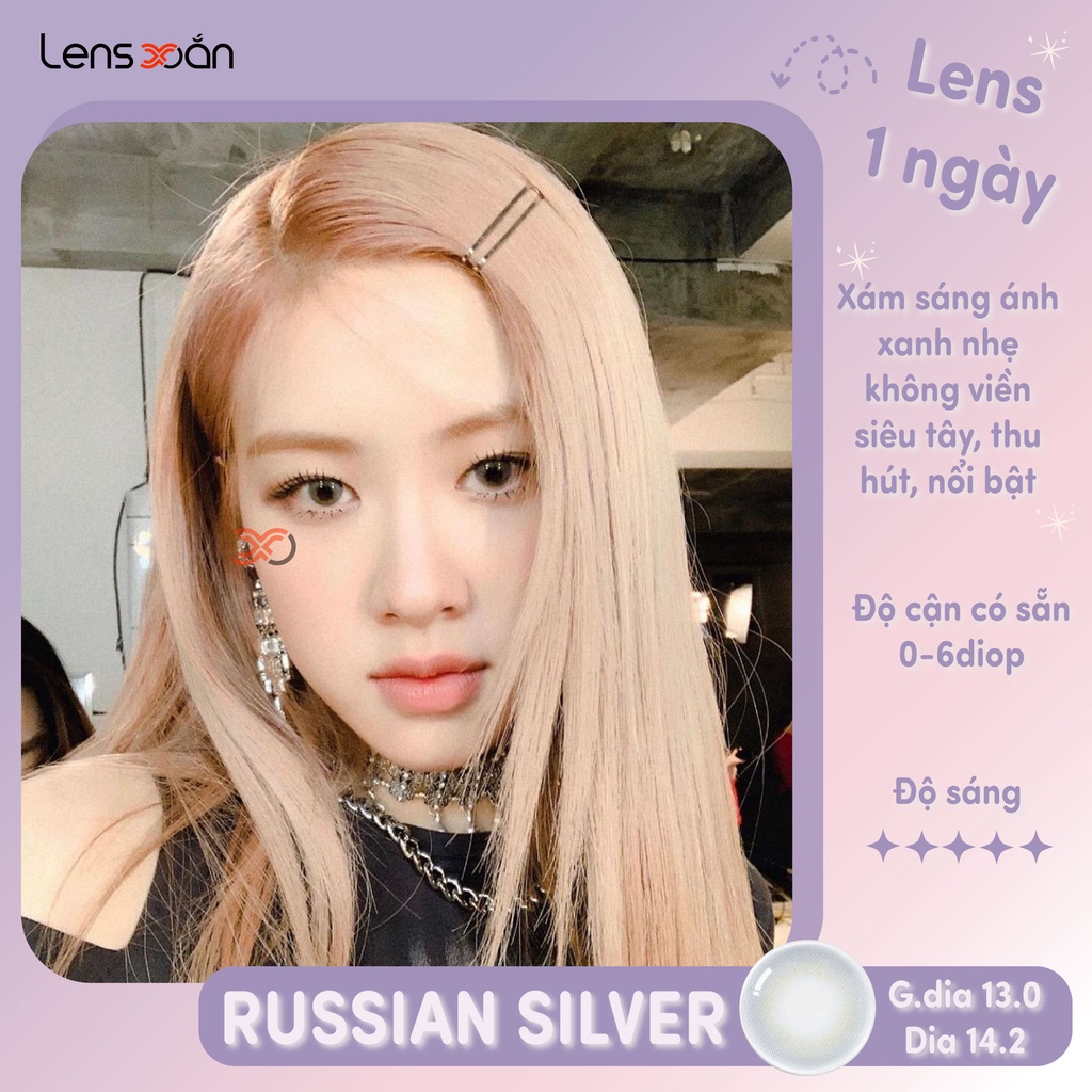 KÍNH ÁP TRÒNG 1 NGÀY RUSSIAN SILVER CỦA OLENS: LENS 1 DAY XÁM TÂY KHÔNG VIỀN  | LENS XOẮN