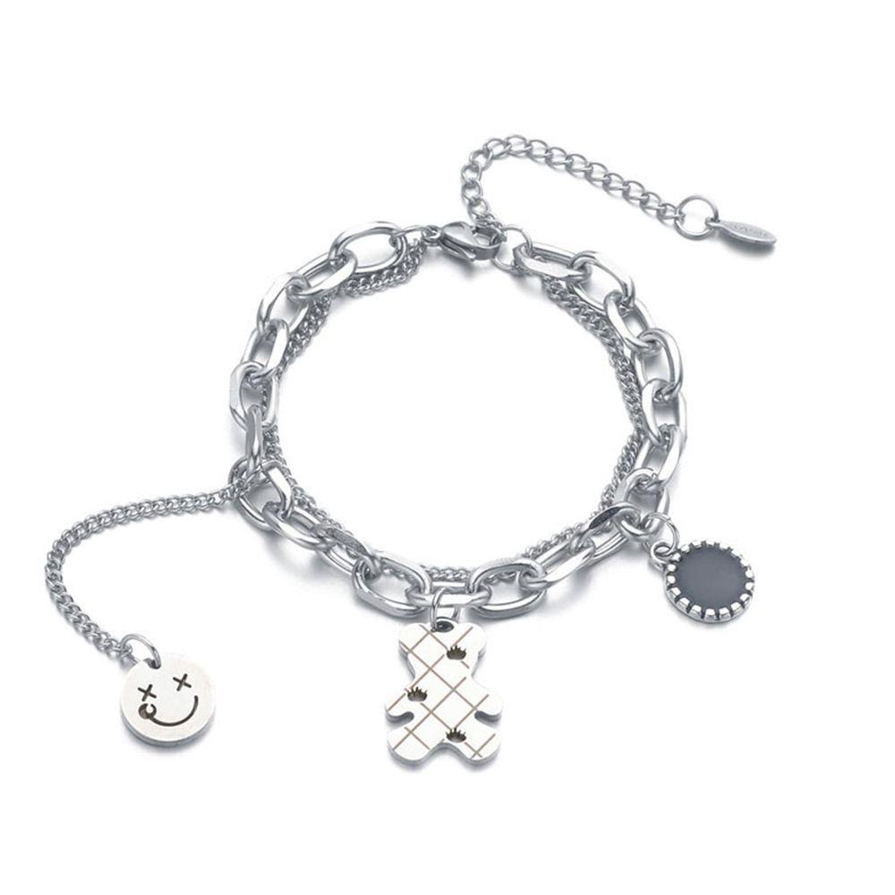 JARRED Vòng Tay Dây Xích Đôi Mặt Cười Thiết Kế Dễ Thương Thời Trang Đường Phố Cá