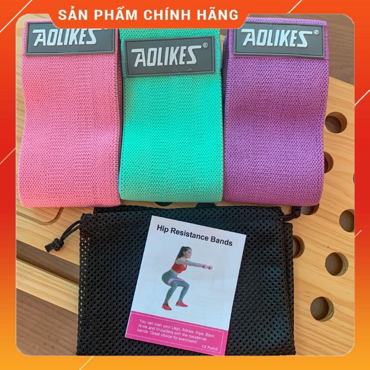 Dây kháng lực Miniband Aolikes ⚡𝗙𝗥𝗘𝗘 𝗦𝗛𝗜𝗣⚡ Chất liệu vải siêu bền, kháng lực chân mông ( Bộ 3 dây xanh, hồng, tím )