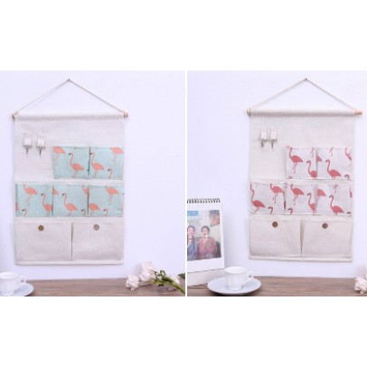 Túi vải treo tường 7 ngăn đựng đồ tiện ích vintage canvas Túi Treo Vải nhiều ngăn kèm móc treo TRT1